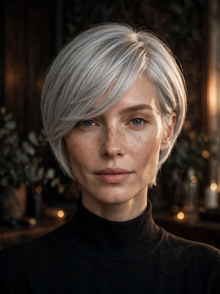 Silver straight bixie — soft blended layers