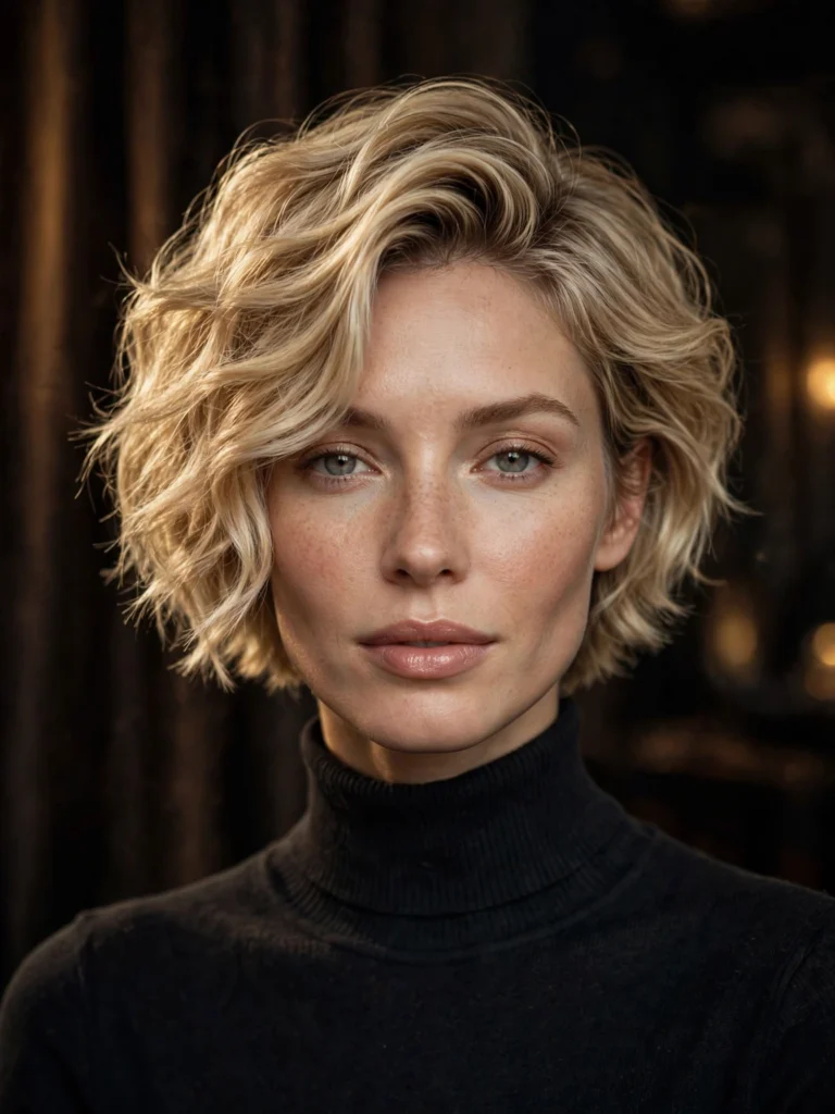 Blonde wavy bixie — soft blended layers