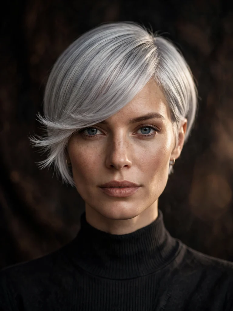 Silver straight bixie — light feathered ends
