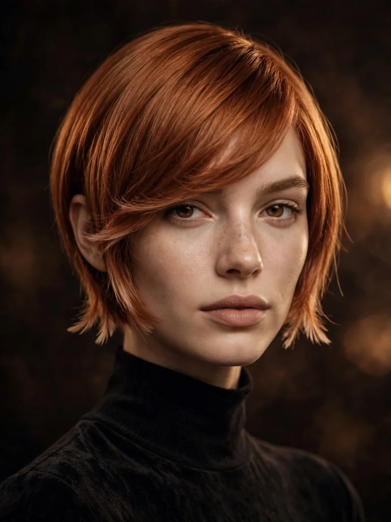 Copper straight bixie — light feathered ends
