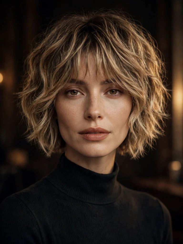 Balayage wavy bixie — soft blended layers