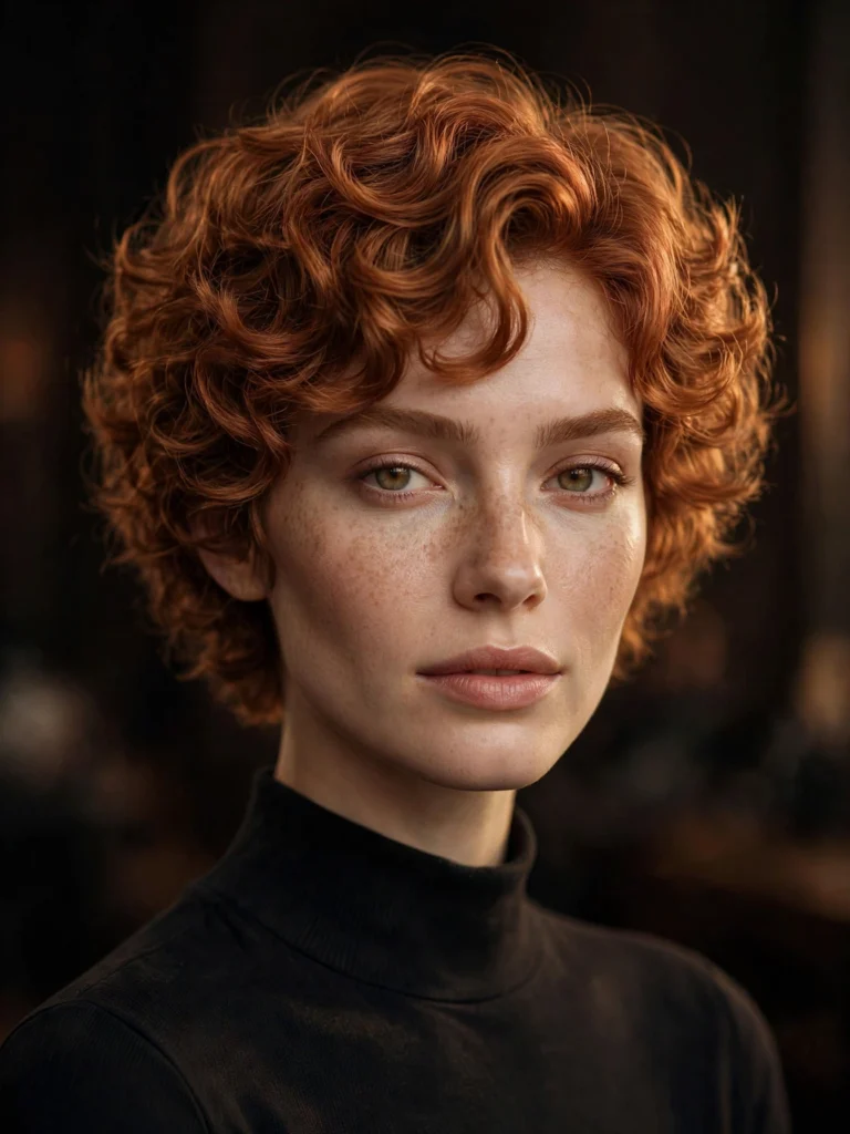 Copper curly bixie — soft blended layers