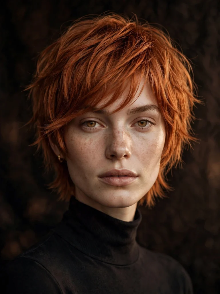 Copper straight bixie — choppy, shag-inspired layers
