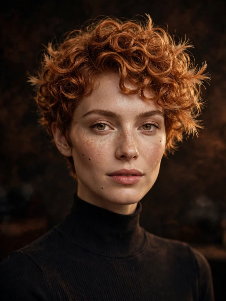 Copper curly bixie — light feathered ends