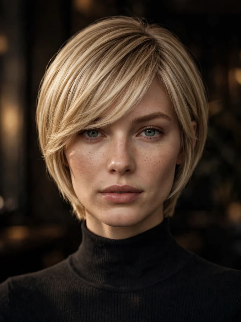 Blonde straight bixie — soft blended layers