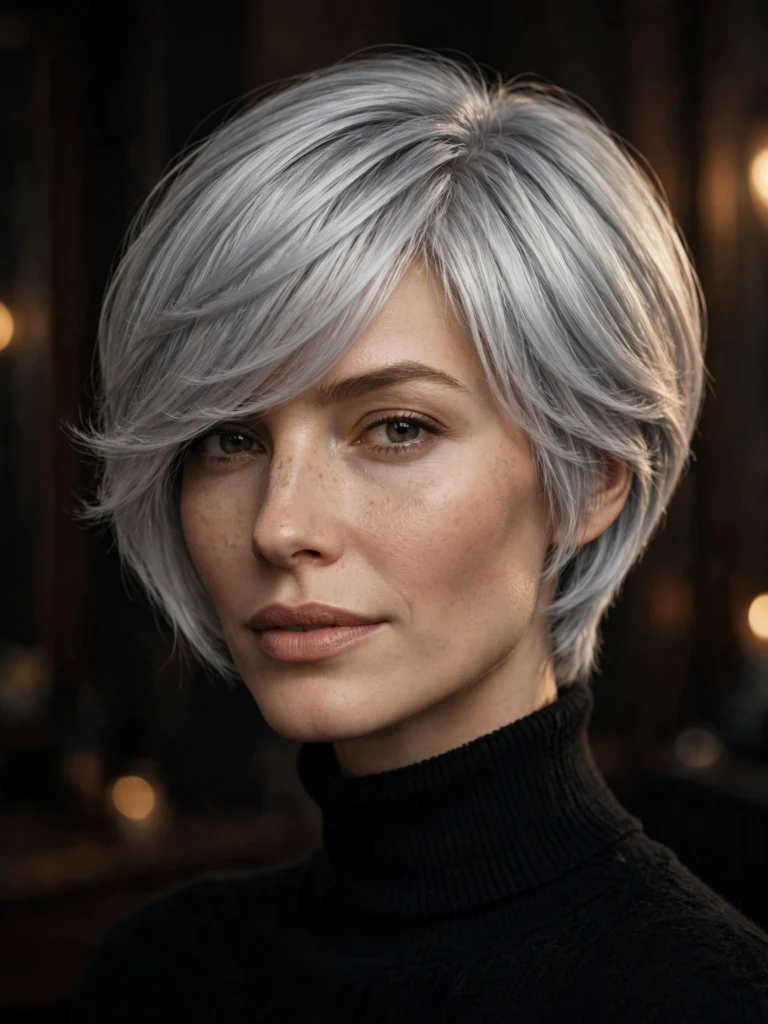 Silver straight bixie — soft blended layers