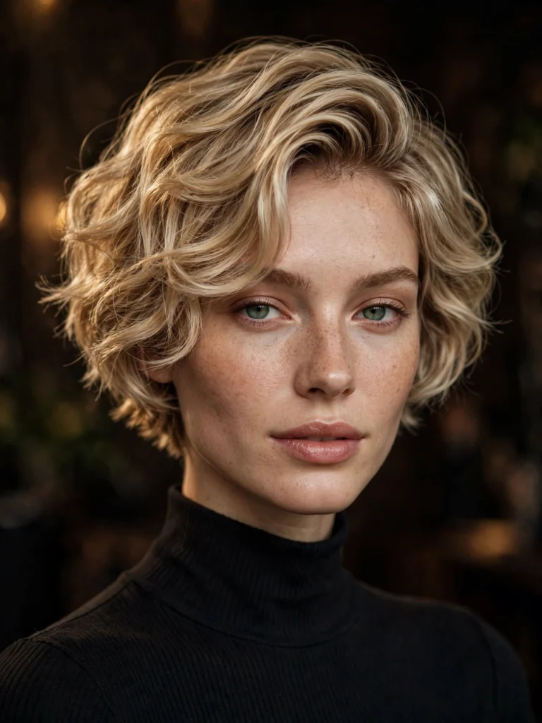 Blonde wavy bixie — soft blended layers
