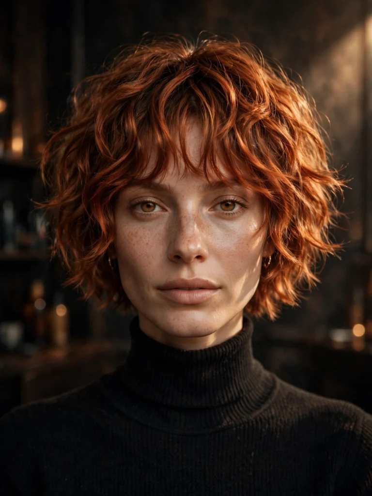 Copper wavy bixie — choppy, shag-inspired layers