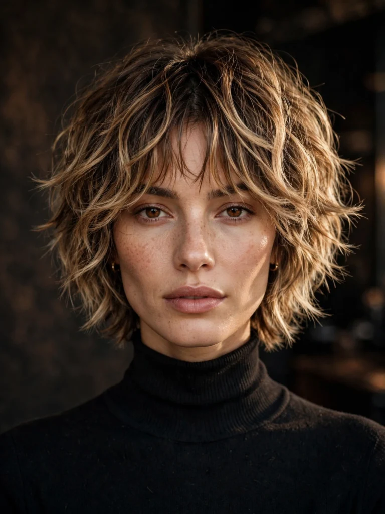 Balayage wavy bixie — choppy, shag-inspired layers
