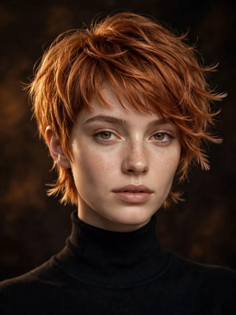Copper straight bixie — light feathered ends