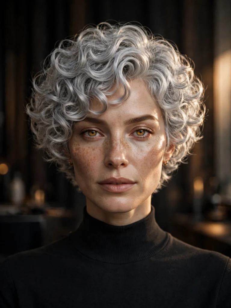 Silver curly bixie — soft blended layers