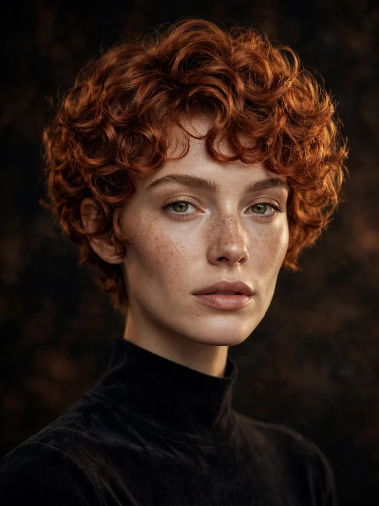Copper curly bixie — soft blended layers