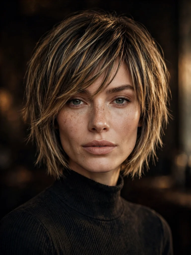 Balayage straight bixie — choppy, shag-inspired layers
