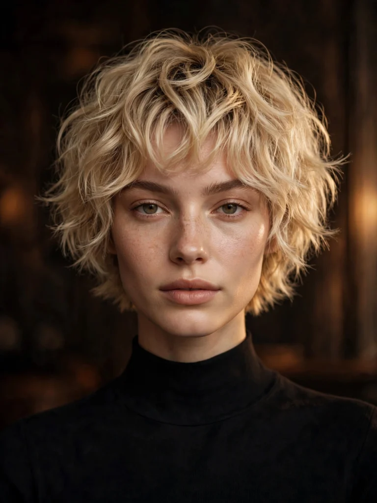 Blonde wavy bixie — choppy, shag-inspired layers