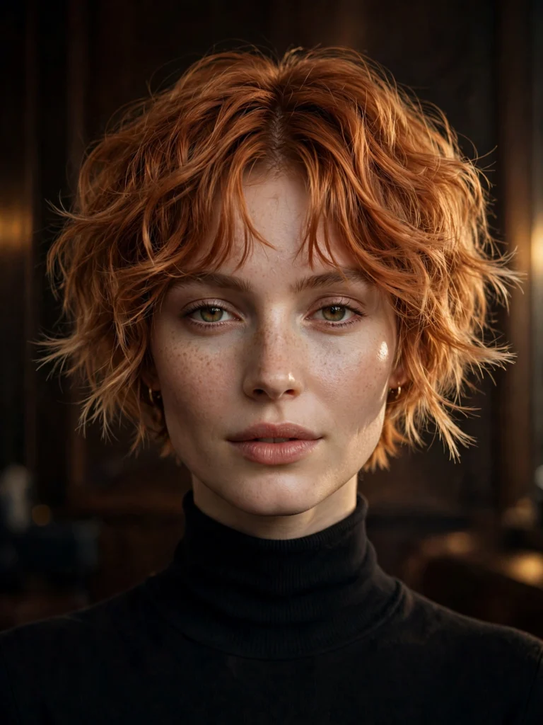 Copper wavy bixie — light feathered ends