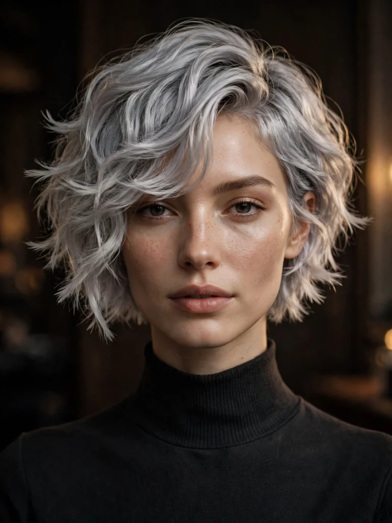 Silver wavy bixie — light feathered ends