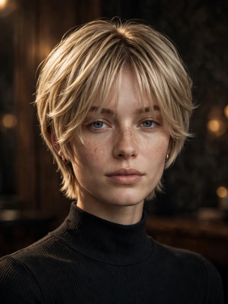 Blonde straight bixie — soft blended layers