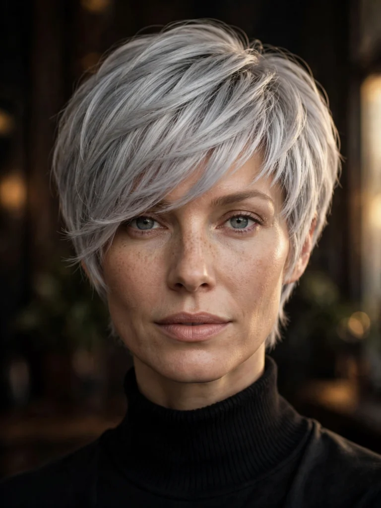 Silver straight bixie — soft blended layers