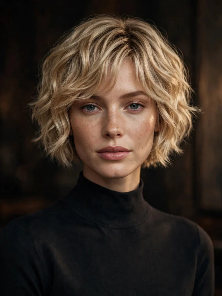 Blonde wavy bixie — soft blended layers