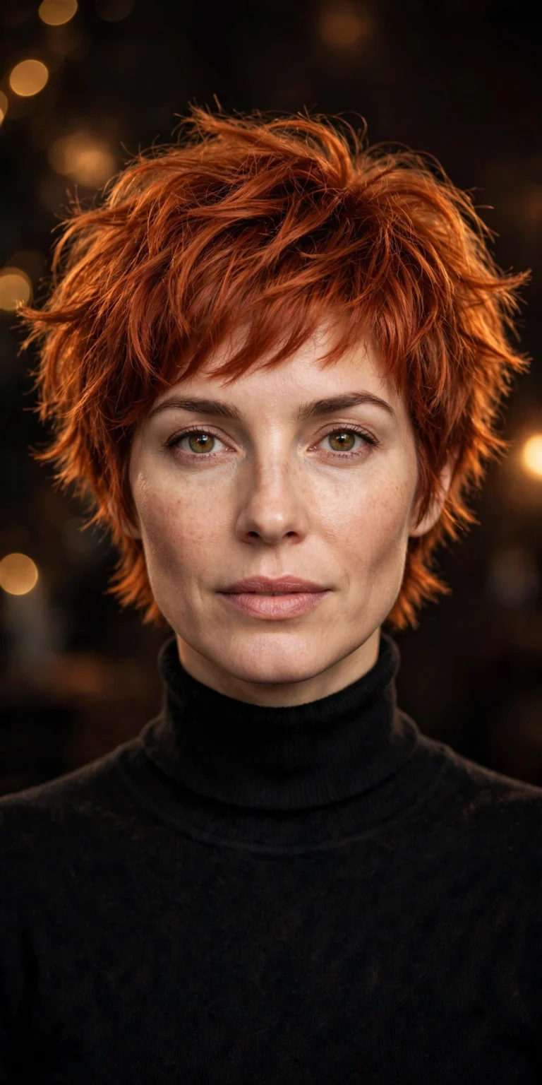 Copper-red choppy bixie — piecey ends