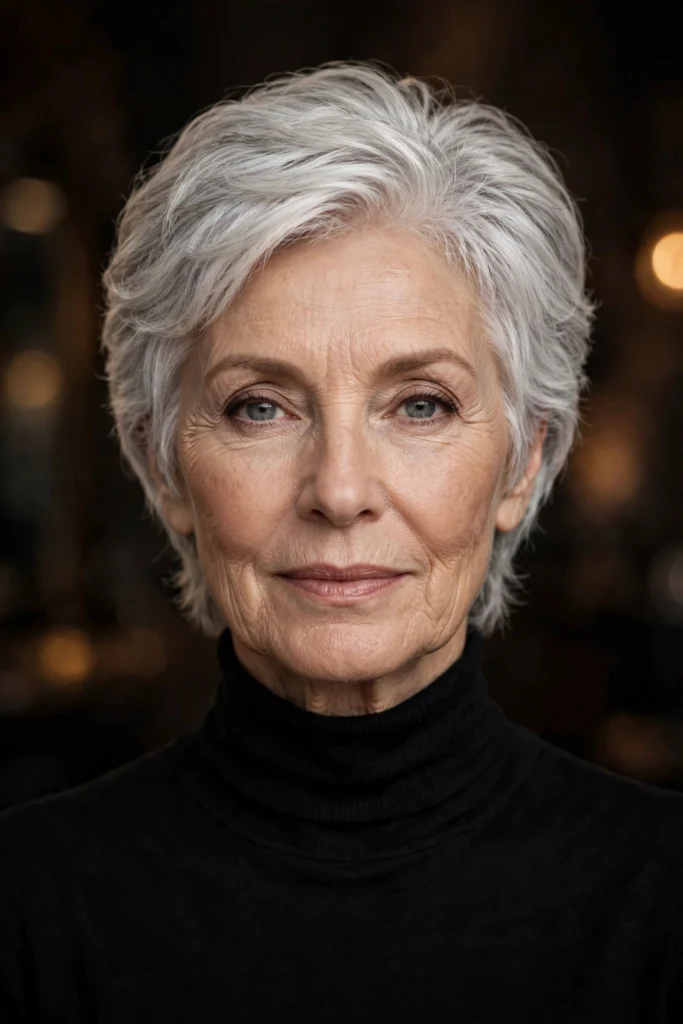 White-silver bixie — elegant crop — front view