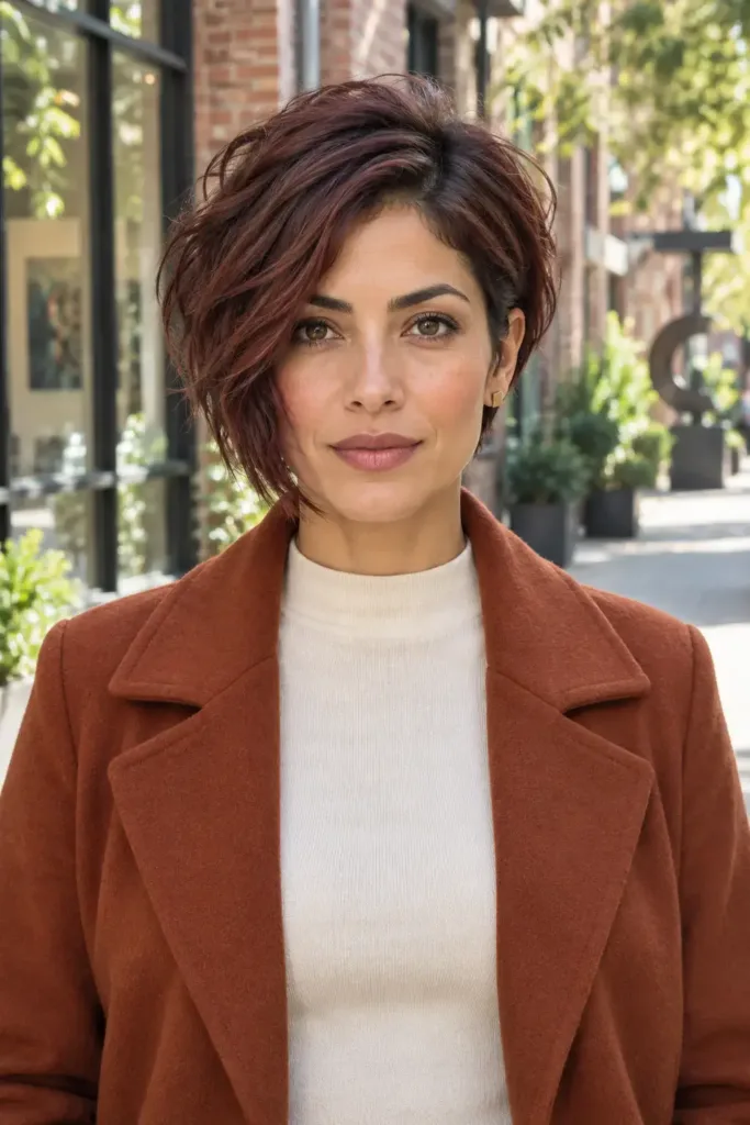 Asymmetrical Merlot Bixie front view