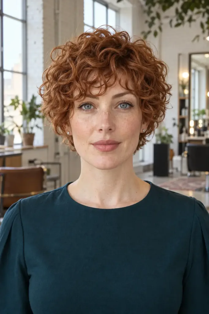 Copper Curly Bixie front view